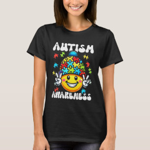 T-shirt Visage de sourire groovy de sensibilisation à l'au