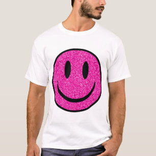 T-shirt Visage de sourire rose Parties scintillant