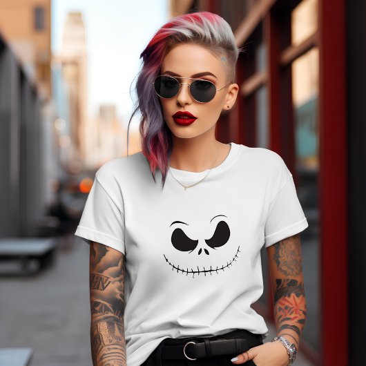 T-shirt Visage de squelette amusant et effrayant