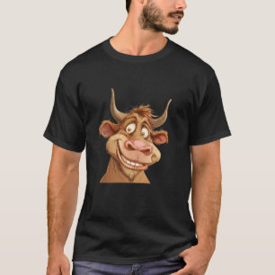T-shirt Visage de taureau souriant amusant pour bovins et 