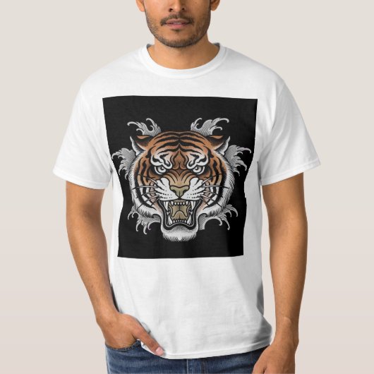 t-shirt visage de tigre (Devant)