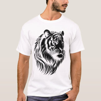T-shirt visage de tigre à fond transparent