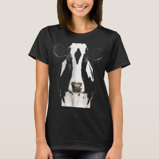 T-shirt Visage de vache Art Noir et Blanc Mignon