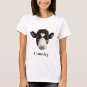 T-shirt Visage de vache noire et blanche (Devant)