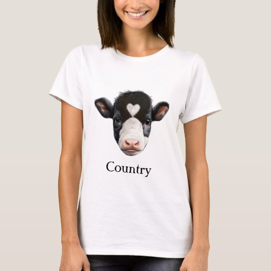 T-shirt Visage de vache noire et blanche (Devant)