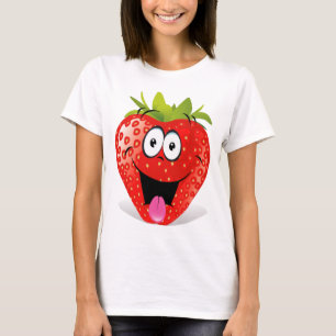 T-shirt Visage drôle de fraise collant la langue
