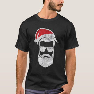 T-shirt Visage du Père Noël avec barbe et lunettes Casquet