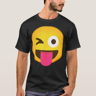 T-shirt Visage Emoticon Winking Avec Langue Et Wi-Fi