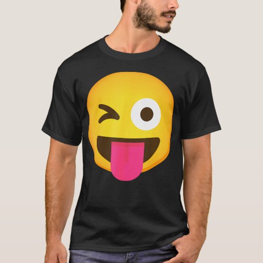 T-shirt Visage Emoticon Winking Avec Langue Et Wi-Fi (Devant)