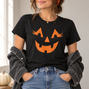 T-shirt Visage Féminin de Citrouille pour Halloween pour F