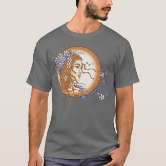 T-SHIRT VISAGE FEMME AVEC FLEURS