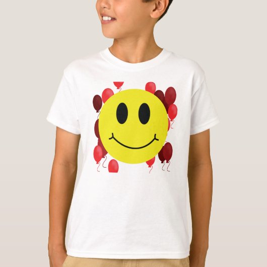 T-shirt Visage gris avec Ballons rouges (Devant)