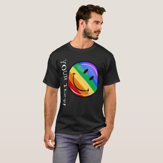T-shirt Visage heureux de fierté drôle d'arc-en-ciel (Devant entier)