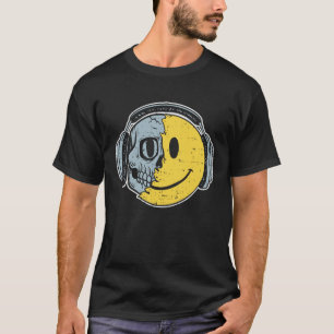 T-shirt Visage heureux de fonte sourire casque musique EDM
