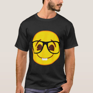 T-shirt Visage jaune de sourire de nerd d'émoji officiel 