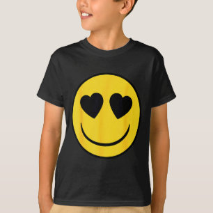 T-shirt Visage Jaune Rire Rétro Emoji Officiel Yeux de Cœu