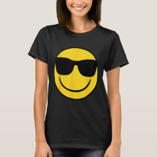 T-shirt Visage Jaune Souriant Lunettes de Soleil Émoji Rét