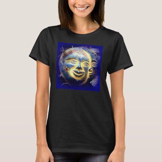 t-shirt visage lune face soleil (Devant)