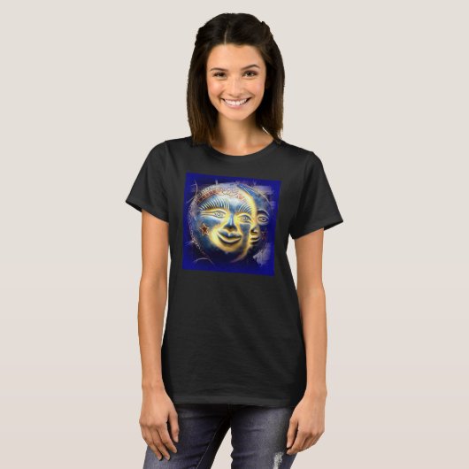 t-shirt visage lune face soleil (Devant entier)