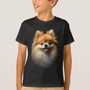 T-shirt Visage noir de poing de chien de Poméranie