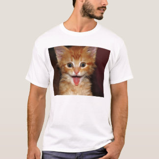 T-shirt Visage orange drôle de minou