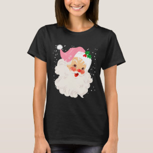 T-shirt Visage Père Noël Rétro En Pink Casquette Vintage N