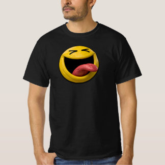T-shirt Visage Plissé avec Émoticône de Langue