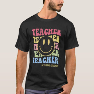 T-shirt Visage Rétro Premier Jour Heureux Enseignants de 6