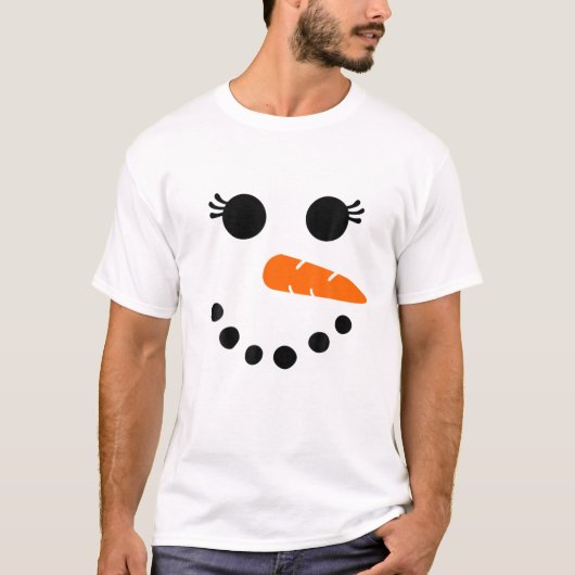 T-shirt Visage Snowman mignon Pour Femmes Filles Eyelashes (Devant)