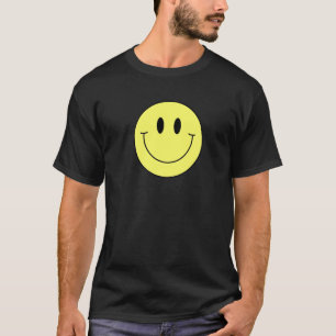 T-shirt Visage Souriant Jaune 70s  Mignon Paix Heureux Sou