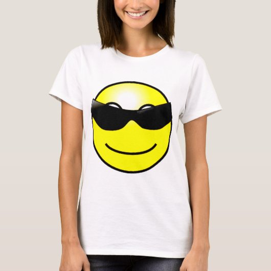 T-shirt Visage souriant jaune de lunettes de soleil (Devant)