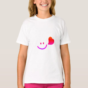 T-shirt Visage Souriant Mignon avec Cœur – Vibes Heureuses