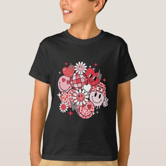 T-shirt Visage Souriant Saint-Valentin Vibes Léopard Fleur (Devant)