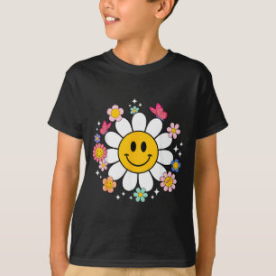 T-shirt Visage Sourire Fleur Retro Heureux Style Prépa Hom