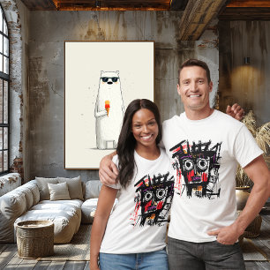 T-shirt Visage Tribal Abstrait - Gras Rouge Violet Noir Ur