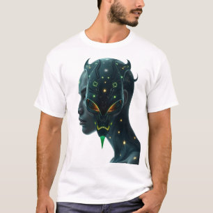 T-shirt Visage tribal cosmique avec tatouages astraux