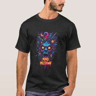 T-shirt Visage Trippy Psychédélique Vibrant Fusion Mentale