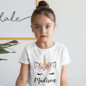 T-shirt Visage Unicorne avec cils Nom personnalisé