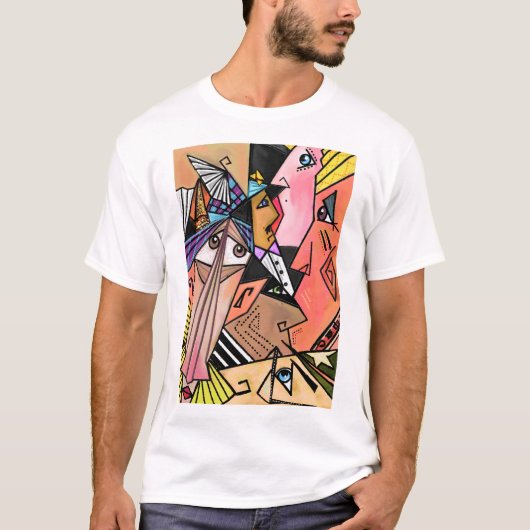 T-shirt Visages Abstraits - Humeurs - Cubisme Peinture Por (Devant)