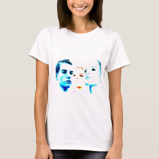T-shirt Visages cool (trois amis), design minimaliste (Devant)