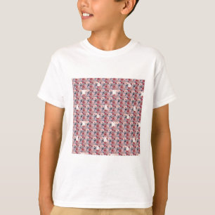 T-shirt visages de lapins mignons sur motif floral violet