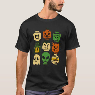 T-shirt Visages de tête de brique de costume d'Halloween p