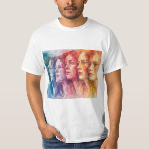 T-shirt Visages des femmes - Peinture aquarelle
