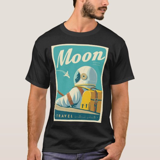 T-shirt Visit the Moon – Retro Space Travel Poster (Devant)