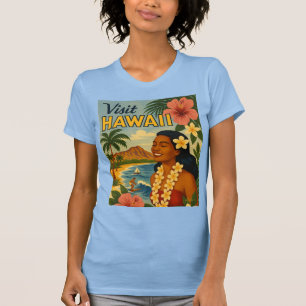 T-shirt Visite Hawaii Tourisme Art Mid Century