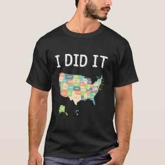 T-shirt Visité Toutes Les 50 États Etats-Unis Carte De Voy
