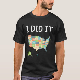 T-shirt Visité Toutes Les 50 États Etats-Unis Carte De Voy