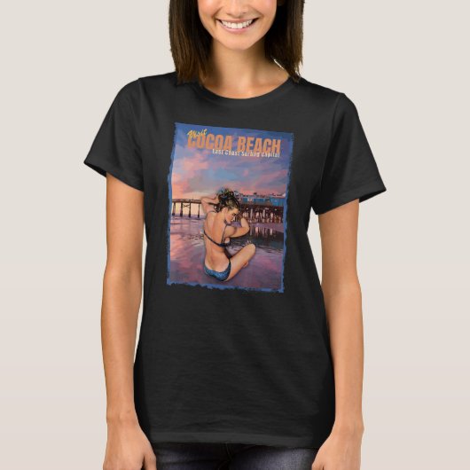 T-shirt Visitez Cocoa Beach Floride Surf Capitale De L'E (Devant)