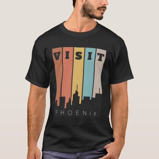 T-shirt Visitez Phoenix La Vallée Du Soleil Skyline Retro (Devant)