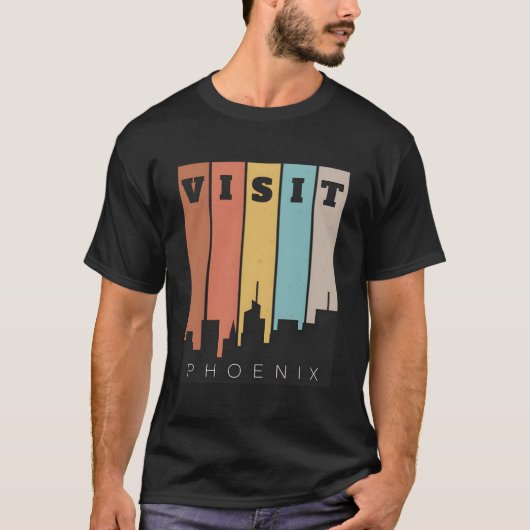 T-shirt Visitez Phoenix La Vallée Du Soleil Skyline Retro (Devant)